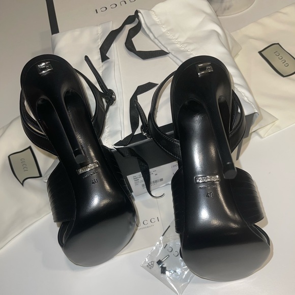 NEW Authentic Gucci Black Ankle Strap Heel 40 (US 10) - Picture 6 of 6